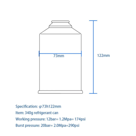 refrigerant aerosol tin can